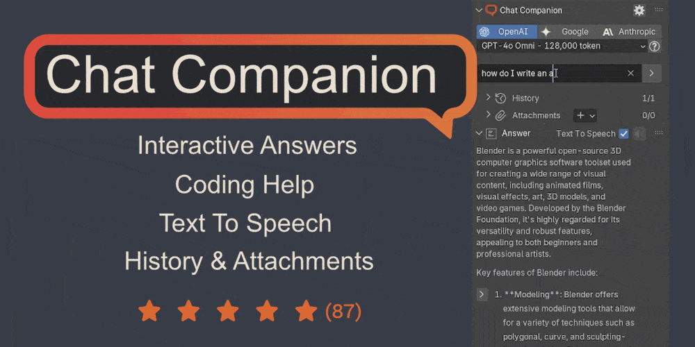 Chat Companion KI in Blender Blender KI Workflow 3D-Agenturen