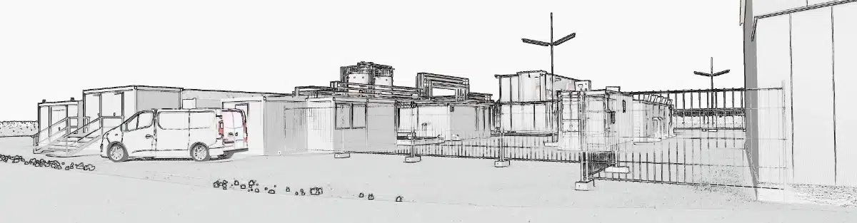 Technische Visualisierung einer industriellen Anlage im Bleistift Style